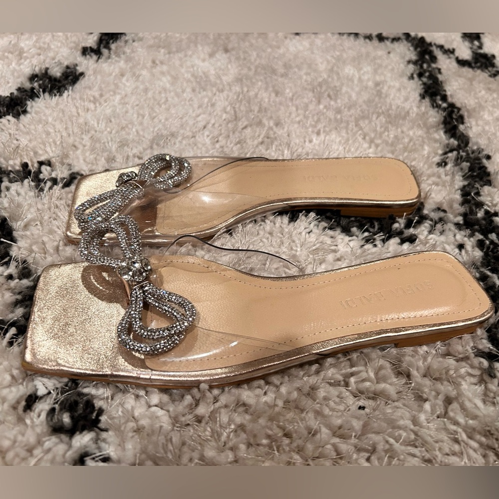 Sofia Baldi Gold Transparent Women's Flat Sandals - image 4